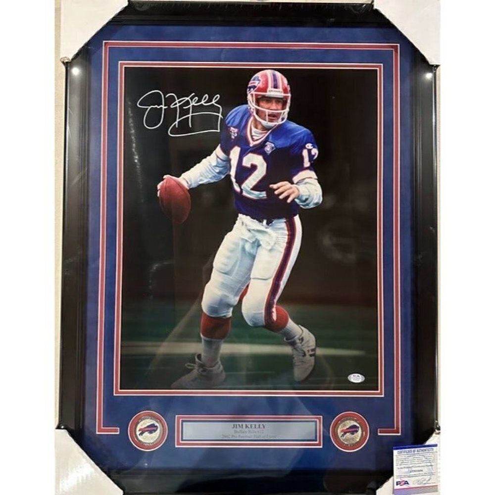 Jim Kelly signed autographed Buffalo Bills 16x20 Framed Photo PSA
